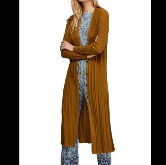 Free People Orange Red Light Cardigan Dress - Picture 3 of 14